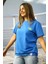 Dalga Motifli Unisex Tişört - Mavi - L 2