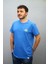 Dalga Motifli Unisex Tişört - Mavi - L 3