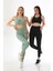 Spor Sukuba Kumaş Kaplı Badi Atlet & Lastikli Yüksek Bel Tayt Takım 3