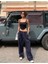 Harajuku Zip Detail Çift Çizgili Navy Blue Tracksuit Oversize Lacivert Eşofman Altı 4