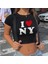I Love Ny Baskılı Siyah Crop 1