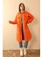 Jakar Kumaş Küçük Pitikare Oversize Uzun Gömlek-Oranj 5