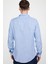 Slim Fit Uzun Kol Keten Efekt Düz Biyeli Mavi Gömlek 4
