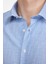 Slim Fit Uzun Kol Keten Efekt Düz Biyeli Mavi Gömlek 5