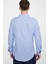 Slim Fit Uzun Kol Keten Efekt Düz Biyeli Mavi Gömlek 4