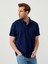 Erkek Lacivert Oversize Pamuklu Polo Yaka Basic Tişört 2