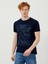 Bisiklet Yaka %100 Pamuk Slim Fit Baskılı Tişört 1