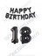 Happy Bırthday Siyah Renk Folyo Balon ve Rakam Seti Yaş 18 1