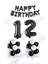 Happy Bırthday Siyah Renk Folyo Balon Latex Balon ve Folyo Rakam Seti Yaş 12 1