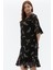 Büyük Beden Etek Ucu Volanlı Tüy Desen Elbise 4