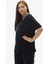 Büyük Beden Önü Fermuar Aksesuarlı Taşlı Penye Bluz 4