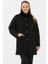 Büyük Beden Yakası Kürklü Eğik Cep Kaban 3