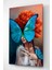 Digi-Glass Mavi Kelebek ve Kızıl Saçlı Kız Dokulu Cam Tablo - Özel Seri 4