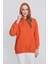 Tena Moda Kadın Koyu Orange Üç Iplik Şardonlu Kanguru Cepli Kapüşonlu Sweatshirt 4