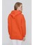 Tena Moda Kadın Koyu Orange Üç Iplik Şardonlu Kanguru Cepli Kapüşonlu Sweatshirt 5