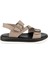 Modern Tarz Rahat Tokalı Hakiki Deri Sandalet Dark Stone 4