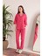 Müslin Kumaş Rahat Kalıp Lastikli Kadın Pantolon-Fuşya 1