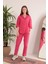 Müslin Kumaş Rahat Kalıp Lastikli Kadın Pantolon-Fuşya 2