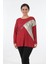 Yuvarlak Yaka Büyük Beden Uzun Kollu Kırmızı Kadın Bluz MY2150P10758 4