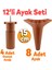 Aspen 12'li Set Lüks Mobilya Kanepe Koltuk Baza Ayağı Ayakları 15 Cm Ahşap Desenli Kahverengi Ayak 1