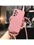 Galaxy M22 ile Uyumlu Ipli Boyun Askılı Silikon Kılıf Kadife Iç Yüzeyli Epiphany Kılıf Pembe 1