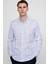 Slim Fit Uzun Kol Baskılı Yaka Biyeli Beyaz Gömlek 1