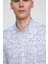 Slim Fit Uzun Kol Baskılı Yaka Biyeli Beyaz Gömlek 3