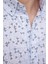 Slim Fit Uzun Kol Baskılı Yaka Biyeli Beyaz Gömlek 5