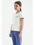 Ekru Minimal Yazı Baskılı O Yaka Rahat Form Kısa Kollu Kız Çocuk T-Shirt - 75110 4