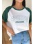 Kadın Sports Baskılı Bisiklet Yaka Oversize Boyfriend T-Shirt 1