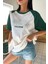 Kadın Sports Baskılı Bisiklet Yaka Oversize Boyfriend T-Shirt 2