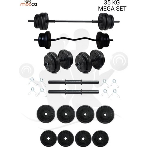38 Kg Z-Barlı Megaset Halter Seti Ve Dambıl, Ağırlık,Fitness