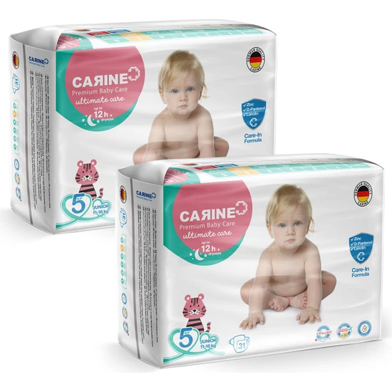 Carine 2'li Paket Premium Bebek Bezi 5 Numara Junior 31 x2