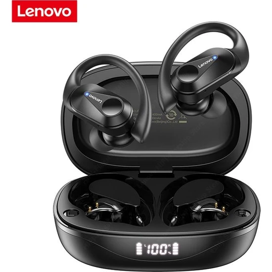 Lenovo Thinkplus LP75 Kablosuz Şarj Göstergeli Sporcu Bluetooth Kulaklık Siyah