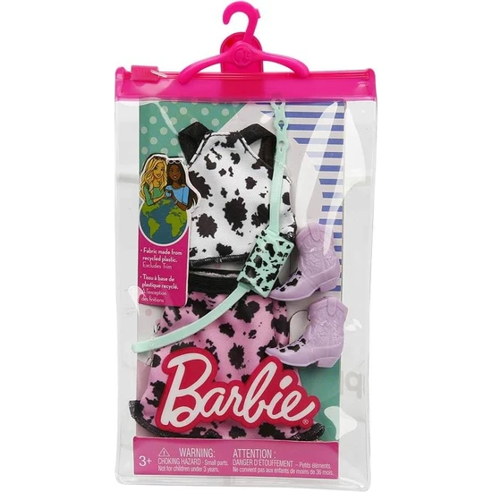 Barbie'nin Son Moda Kıyafetleri FND47 - Püskürtme Desenli Takım