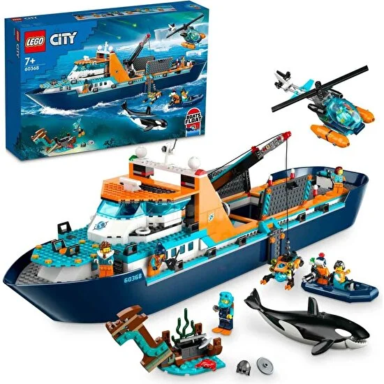 LEGO®  City Kutup Keşif Gemisi 60368 - 7 Yaş ve Üzeri Çocuklar İçin  Büyük Yüzer Bot İçeren Yaratıcı Oyuncak Yapım Seti (815 Parça)
