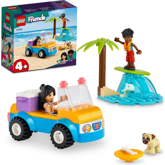 LEGO®  Friends Plaj Arabası Eğlencesi 41725 - 4 Yaş ve Üzeri Çocuklar İçin 2 Mini Bebek, Bir Köpek Karakteri ve Bir Plaj Arabası İçeren Yaratıcı Oyuncak Yapım Seti (61 Parça)