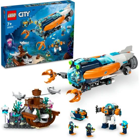 LEGO®  City Derin Deniz Keşif Denizaltısı 60379 - 7 Yaş ve Üzeri Çocuklar İçin   Yaratıcı Oyuncak Yapım Seti (842 Parça)