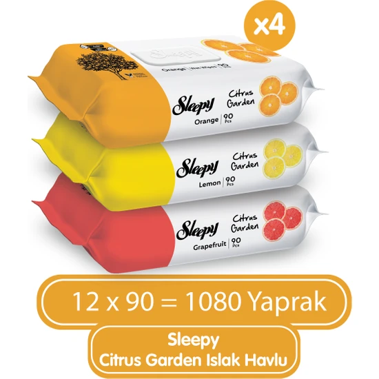 Sleepy Citrus Garden Islak Bebek Havlusu 12X90 (1080 YAPRAK)