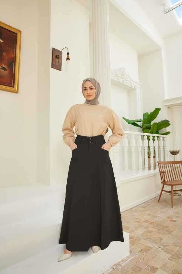 Neways 2195-MEVLANA Denim Etek Siyah