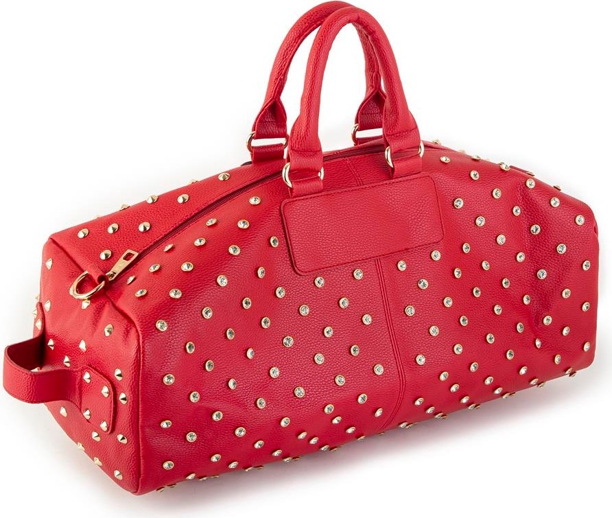 Nas Bag Büyük Kadın Zımbalı Geniş Valiz ve El Çantası Kırmızı Natural