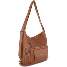 Nas Bag Kadın Sırt Çantası Taba Yıkamalı