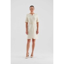 ROMAN Kemerli Abiye Elbise Ekru K2331002_049