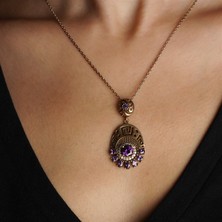 Galatelier Telkari Işlemeli Ametist Taşlı Gümüş Kadın Kolye