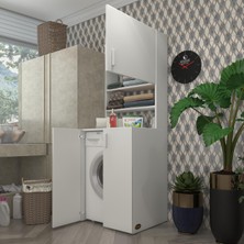 Kenzlife çamaşır makinesi dolabı kasparovmdf byz 180*066*55-20 % 100 mdf full mdf banyo kapaklı arkalıksız