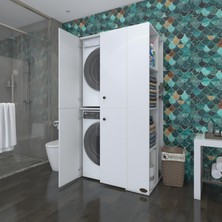 Kenzlife çamaşır-kurutma makinesi dolabı kapaklı fokamdf byz 180*090*60 % 100 mdf full mdf banyo arkalıksız
