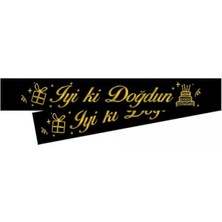 Kidspartim Iyi Ki Doğdun Gold Yazılı Siyah Kuşak
