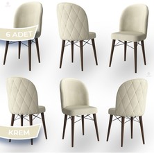 Canisa Concept Bika Serisi 6 Adet Mutfak Sandalyesi Ceviz Gürgen Ayaklı 1. Sınıf Babyface Kumaş