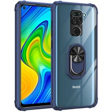 Heptek İletişim Xiaomi Redmi Note 9 Kılıf Arkası Şeffaf Kenarları Renkli Yüzüklü Tank Kapak (Mola)