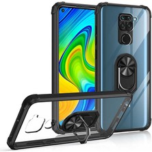 Heptek İletişim Xiaomi Redmi Note 9 Kılıf Arkası Şeffaf Kenarları Renkli Yüzüklü Tank Kapak (Mola)